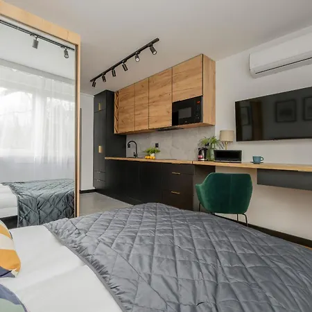 Modern Black & Wooden Near The Airport By Renters شقة *