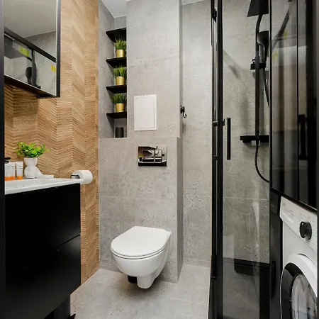 Modern Black & Wooden Near The Airport By Renters