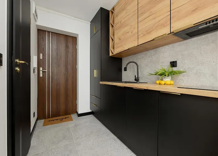 Apartment Modern Black & Wooden Near The Airport By Renters