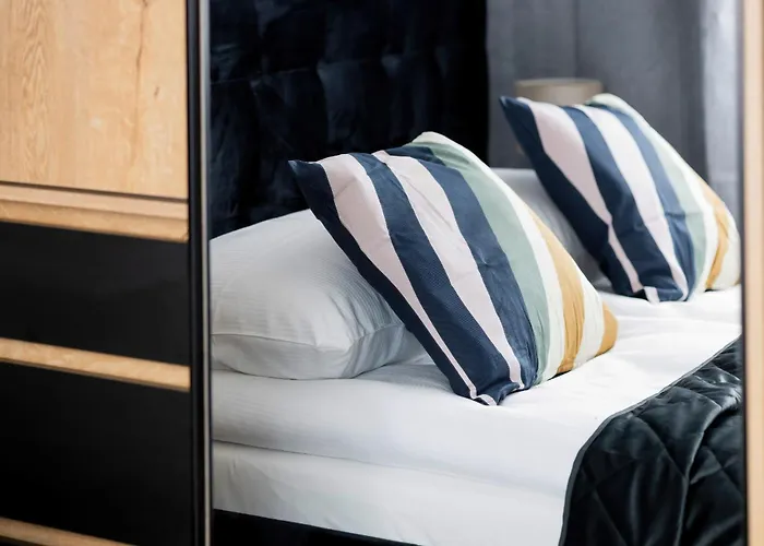 Modern Black & Wooden Near The Airport By Renters Apartment